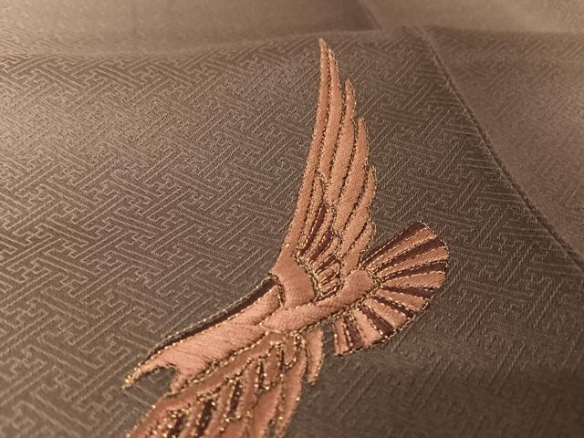 平和屋着物●染色作家 斉藤三才 訪問着 刺繍 三才鳥 暈し染め 金糸 正絹 逸品 AAAU0292np