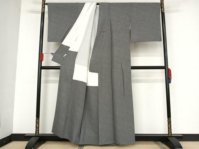 平和屋着物●江戸小紋 極小鮫小紋柄 黒地 鈴乃屋扱い 正絹 逸品 AAAU0345np