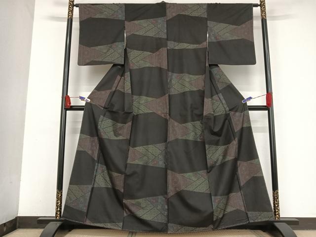 平和屋着物●本場大島紬 9マルキ 切嵌花文 正絹 逸品 未使用 AAAU0348np