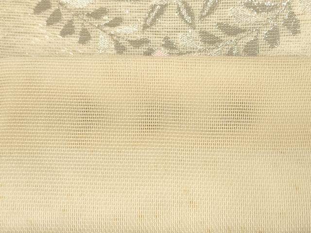 平和屋着物*夏物 六通柄袋帯 草花文 銀糸 正絹 逸品 AAAU0517pf
