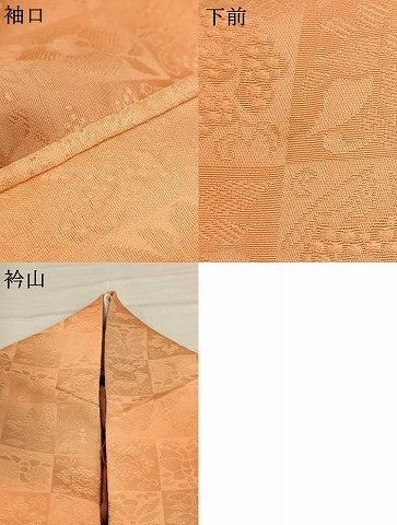 平和屋着物▽上質な小紋 単衣 市松花蝶文 暈し染め ロング丈 正絹 逸品 AAAU1136iu