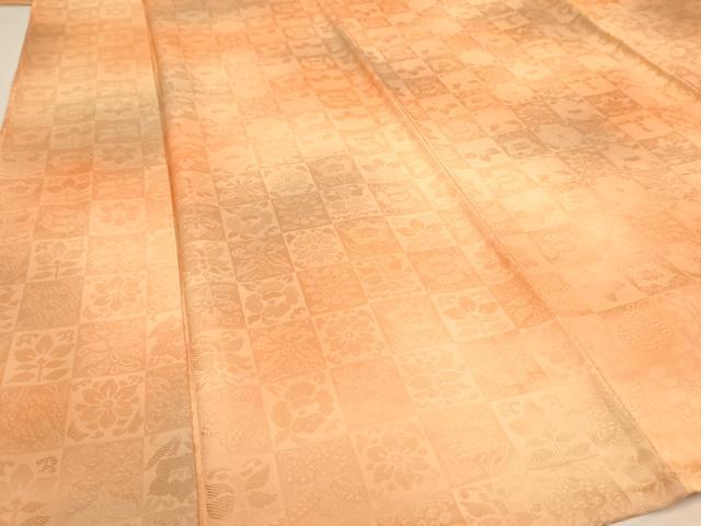 平和屋着物▽上質な小紋 単衣 市松花蝶文 暈し染め ロング丈 正絹 逸品 AAAU1136iu