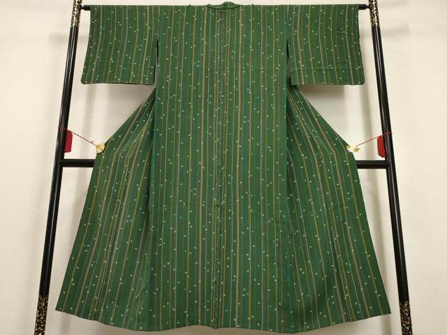 平和屋着物▽上質な小紋 単衣 舞桜縞文 正絹 逸品 AAAU1146iu
