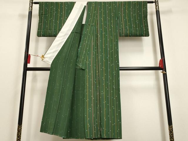 平和屋着物▽上質な小紋 単衣 舞桜縞文 正絹 逸品 AAAU1146iu