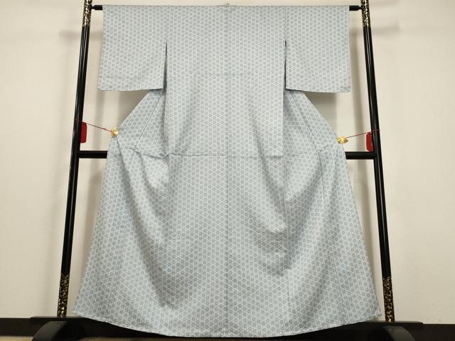 平和屋着物▽小紋 単衣 麻の葉文様 洗える着物 AAAU1147iu