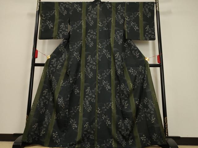 平和屋着物▽小紋 単衣 草花文 洗える着物 AAAU1153iu