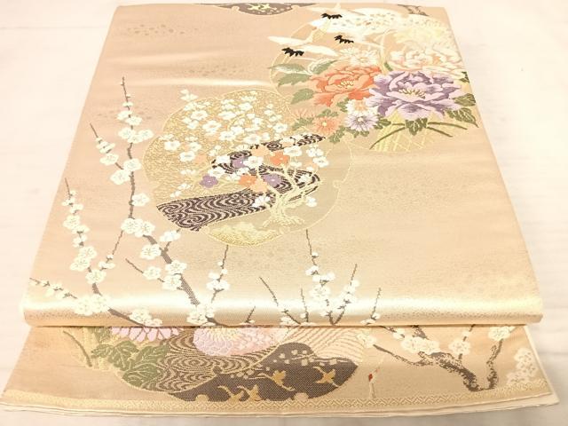 平和屋着物◎六通柄袋帯 唐織 花鳥文 金銀糸 正絹 逸品 AAAU3084yx