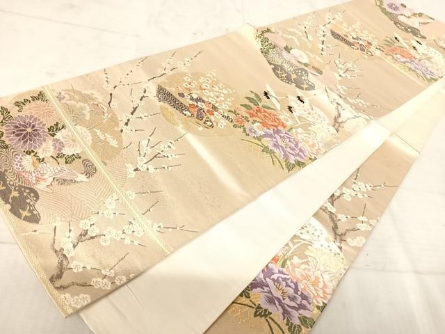 平和屋着物◎六通柄袋帯 唐織 花鳥文 金銀糸 正絹 逸品 AAAU3084yx