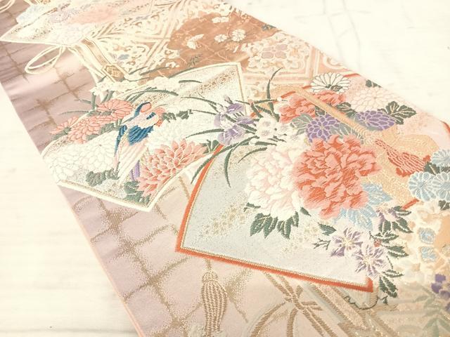 平和屋着物◎六通柄袋帯 唐織 吉祥花文 金糸 正絹 逸品 AAAU3087yx