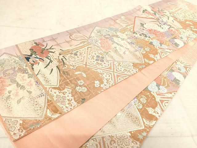平和屋着物◎六通柄袋帯 唐織 吉祥花文 金糸 正絹 逸品 AAAU3087yx