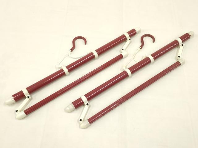 平和屋本店●和装小物 着物ハンガー4点セット 帯掛け付き 伸縮タイプ 箱付き 逸品 AAAU3168ay