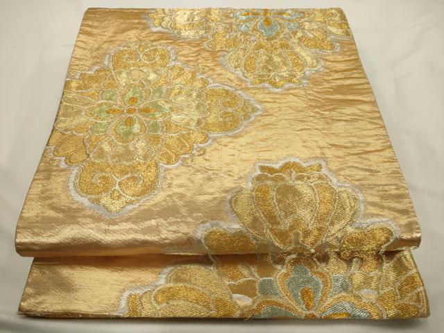 平和屋着物◎六通柄袋帯 花菱文 金銀糸 正絹 逸品 AAAU5110sx