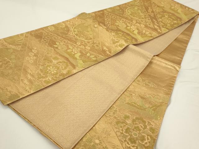 平和屋着物◎六通柄袋帯 花鳥文 金糸 正絹 逸品 AAAU5114sx
