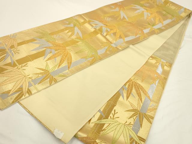 平和屋着物◎六通柄袋帯 笹竹文 金銀糸 正絹 逸品 AAAU5117sx