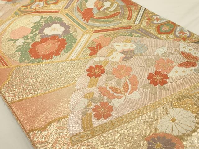 平和屋着物◎九百佐賀錦 六通柄袋帯 唐織 王華彩織文 金糸 正絹 逸品 AAAU5188sx