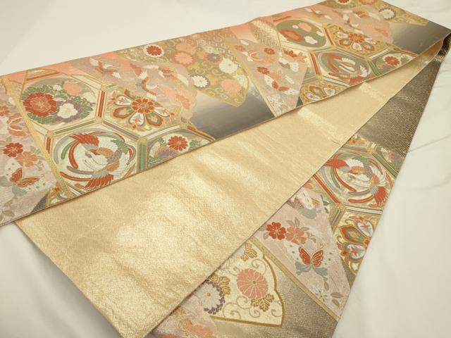 平和屋着物◎九百佐賀錦 六通柄袋帯 唐織 王華彩織文 金糸 正絹 逸品 AAAU5188sx