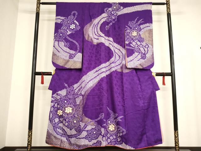平和屋着物∵女の子 十三参り 子供 駒刺繍 絞り 草花文 金糸 正絹 逸品 AAAU5389ja