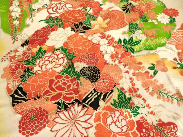 平和屋着物∵女の子 十三参り 子供 祝着 駒刺繍 雪輪花文 暈し染め 金彩 正絹 逸品 AAAU5448ja
