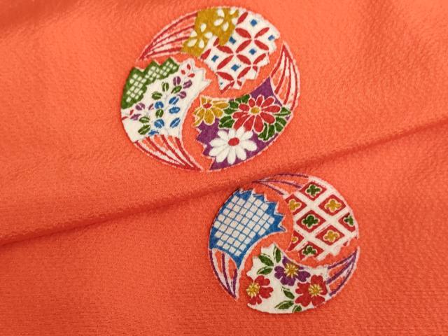平和屋着物∵女の子 十三参り 子供 祝着 扇面花文 正絹 逸品 AAAU5505ja