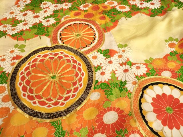 平和屋着物∵女の子 十三参り 子供 祝着 駒刺繍 菊丸文 暈し染め 金彩 正絹 逸品 AAAU5687ja