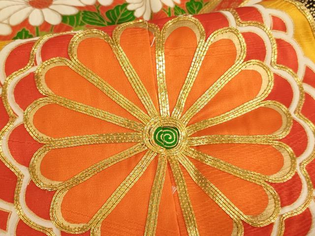 平和屋着物∵女の子 十三参り 子供 祝着 駒刺繍 菊丸文 暈し染め 金彩 正絹 逸品 AAAU5687ja
