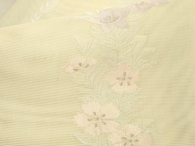 平和屋着物*夏物 六通柄袋帯 草花文 銀糸 正絹 逸品 AAAU6253pf