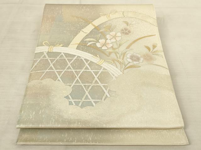 平和屋着物*夏物 太鼓柄袋帯 佐賀錦 花籬文 金銀糸 正絹 逸品 AAAU6262pf