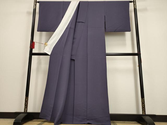 平和屋着物▽上質な色無地 単衣 深紫色 正絹 逸品 AAAU6426iu