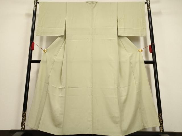平和屋着物▽上質な色無地 単衣 山葵色 正絹 逸品 AAAU6432iu