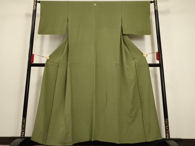 平和屋着物▽上質な色無地 単衣 麹塵色 正絹 逸品 AAAU6434iu