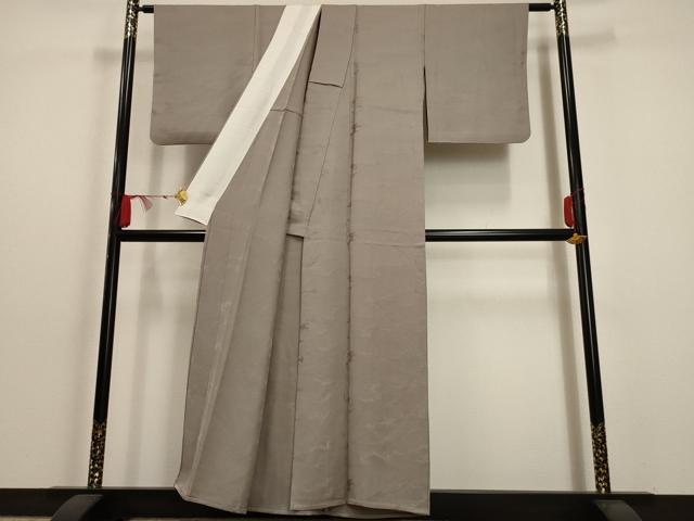 平和屋着物▽上質な色無地 単衣 立波地紋 紫鼠色 正絹 逸品 AAAU6437iu