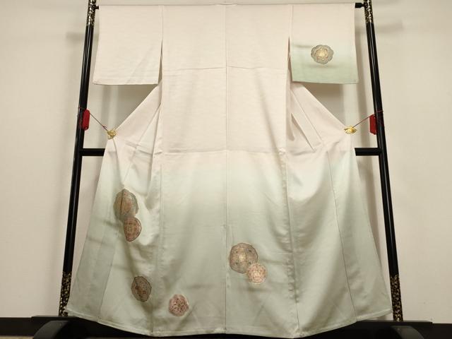 平和屋着物▽訪問着 単衣 正倉院鳳凰文 暈し染め 金彩 正絹 逸品 AAAU6452iu