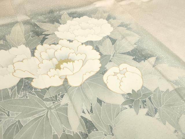 平和屋着物▽訪問着 単衣 草花文 暈し染め 金彩 正絹 逸品 AAAU6453iu