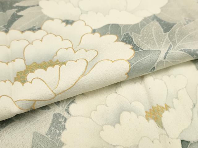 平和屋着物▽訪問着 単衣 草花文 暈し染め 金彩 正絹 逸品 AAAU6453iu