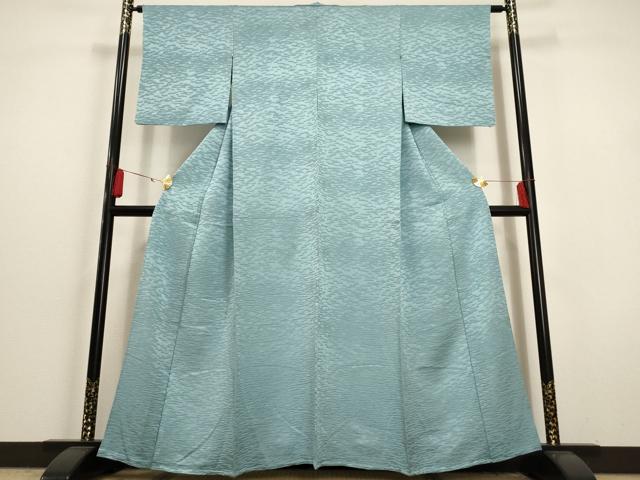 平和屋着物▽上質な色無地 単衣 霞地紋 浅縹色 正絹 逸品 AAAU6454iu