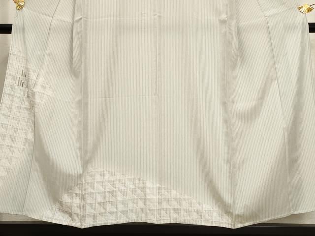 平和屋着物▽訪問着 単衣 刺繍 幾何学文様 金糸 正絹 逸品 AAAU6455iu
