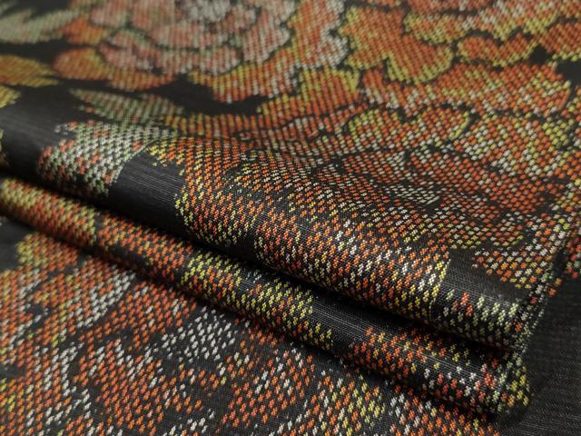 平和屋着物▽上質な紬 単衣 洋花文 正絹 逸品 AAAU6459iu