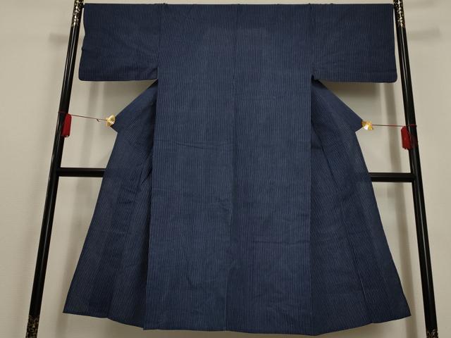 平和屋着物▽男性 紬 単衣 縞 綿 AAAU6461iu