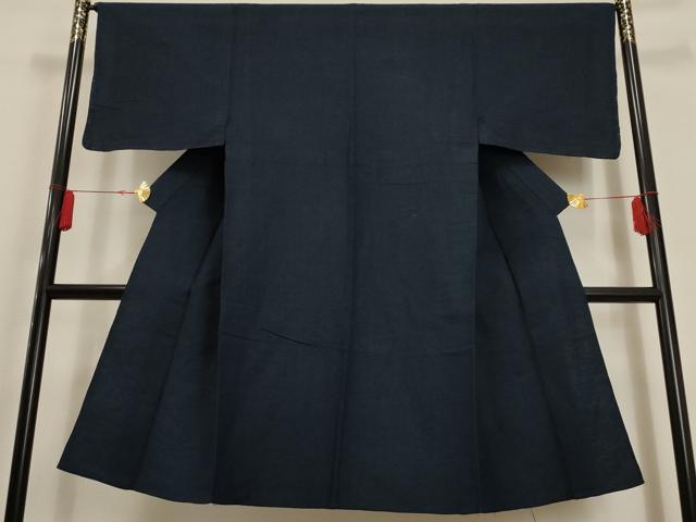 平和屋着物▽男性 紬 単衣 色無地 紺藍色 正絹 逸品 未使用 AAAU6462iu