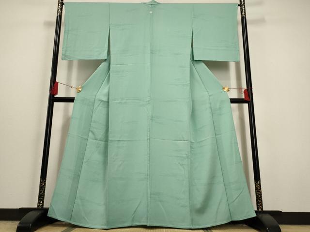 平和屋着物▽上質な色無地 単衣 錆青磁色 正絹 逸品 AABJ3136ck