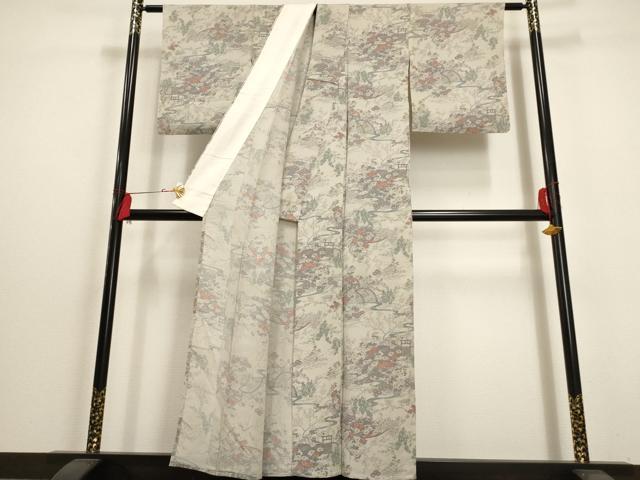 平和屋着物▽上質な小紋 単衣 御所解文 鬼しぼ縮緬 正絹 逸品 AAAU6477iu