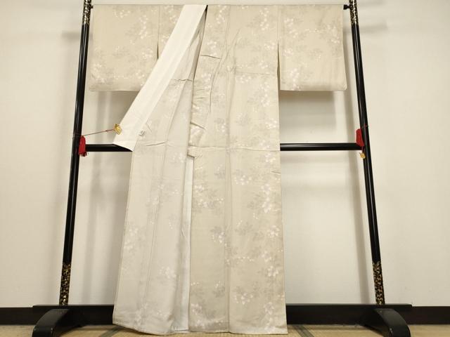 平和屋着物▽上質な小紋 単衣 枝葉文 正絹 逸品 AAAU6481iu