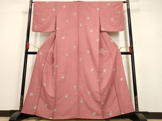 平和屋着物▽小紋 単衣 草花文 洗える着物 AAAU6487iu