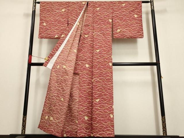 平和屋着物▽小紋 単衣 雪芝に兎 洗える着物 AAAU6488iu