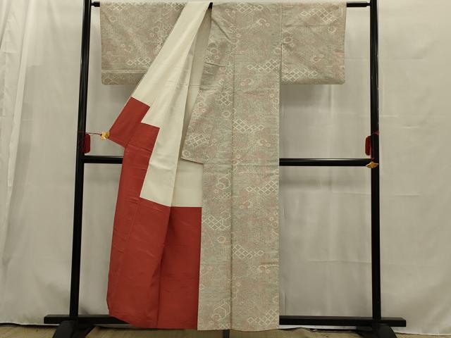 平和屋着物■上質な紬 吉祥花文 正絹 逸品 未使用 AAAU6907ou