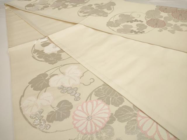 平和屋着物◎六通柄袋帯 唐織 花丸文 葡萄 正絹 逸品 AAAU7195dt