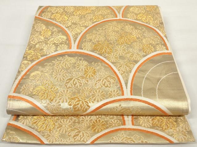 平和屋着物◎六通柄袋帯 花青海波 金糸 正絹 逸品 AAAU7259sg