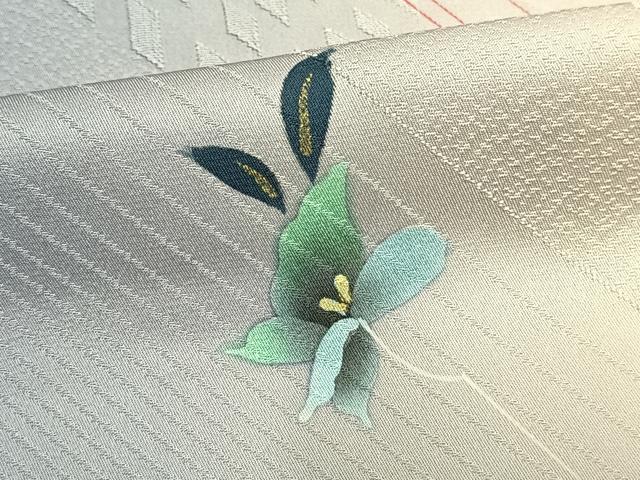 平和屋着物▽上質な小紋 単衣 草花文 暈し染め 金彩 正絹 逸品 AAAU7977fy