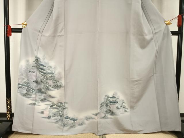 平和屋着物▽訪問着 単衣 風景文 暈し染め 正絹 逸品 AAAU7978fy