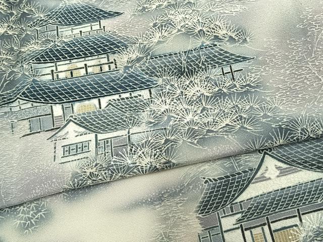 平和屋着物▽訪問着 単衣 風景文 暈し染め 正絹 逸品 AAAU7978fy